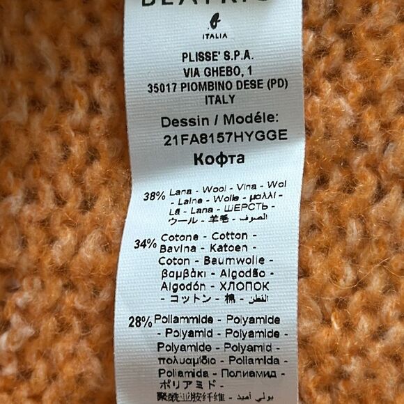 Beatrice .b Women’s Wool Blend Orange Sweater Anthropologie Oversized Size S - Picture 10 of 10